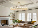 61.4' Gold Wagon Wheel Chandelier With 24 Lights Kit , Pendant Light with Seeded Glass W5008P543993