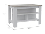 Rockaway 3-Shelf Kitchen Island White and Light Grey B06280061