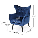 ZNTS Seigfried Mid-Century Velvet Arm Chair, Navy Blue / Black, 28.5D x 34.25W x 39.75H in 56589.00NVLTNBLU