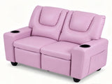 Pink 2Seater Kids Recliner Loveseat, Adjustable Double Toddler Sofa with Cup Holders & Storage 51633070