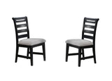 ZNTS Modern 2pc Dining Chairs Black Ladder Back Frame Upholstered Cushion Seat Rubberwood Kitchen Dining B011P218339