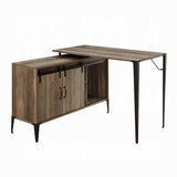 Rustic Oak Writing Desk with Sliding Barn Door B062P209220