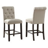 Leviton Solid Wood Tufted Asons Counter Height Stool, Set of 2, Tan T2574P165116