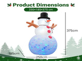 12.5FT Tall Snowman with Branch Arms, 2 LEDs Rotating Color Light, 210D Polyester, US Plug 21109506