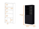 Sutton 2-Door Bookcase, Storage with Multi-Level Shelves and Double Door Design B128P176163