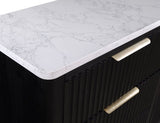 1pc Contemporary 2-Drawer Black Nightstand White Top Metal Knobs Modern Design Wooden Bedroom B011P240937
