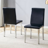 Two Black PU dining chairs,Silver Metal Legs.Simple and versatile, comfortable and accompanied. W1151P269021