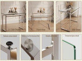 51" Modern Minimalist Rectangular Glass Dining Table for 4-6 with 0.31" Tempered Glass Tabletop and W3732P369039