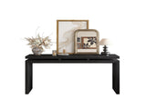 60'' Black Farmhouse Console Table - Retro Wooden Entryway Table with Double Board Suspension W1445P317059