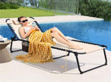 Oversized Patio Chaise Lounge, 27" Wide 4-Position Adjustable Backrest Folding Tanning Chair-Beige 16283280