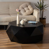 38"Three-dimensional Embossed Pattern Design American Retro Style Coffee Table,Black Tabletop W757134932