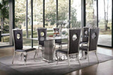 Black and Stainless Steel Side Chair with Cut-Out Back B062P215489