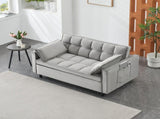 Modern Velvet Loveseat Futon Sofa Couch Pullout Bed, Small Love Seat Lounge Sofa w/Reclining 11183892