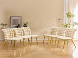 Set of 2 Luxury Cream Bubble Tufted Swivel Chair, Premium Velvet Upholstered Accent Chair with Gold W3875P457865