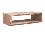 Rustic Beaded Edge Coffee Table 47.6" Rectangular Center Table with Open Storage Shelf, Natural W2729P309447