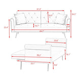 A 69.7-inch-long sofa bed covered in pink velvet fabric, featuring nail head trimndccompanied by W3356P298450