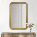 Rounded Rectangle Fluted Wall Mirror Gold See below B035P266695