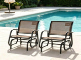 2-Piece Metal Glider Chair Set, Breathable Mesh Swing Chair with Curved Armrests, for Garden, 46650993