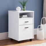 ZNTS White Mobile File Cabinet, Home/Work Cabinet with Two Drawers B107130818