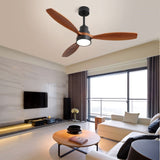 ZNTS 52 Inch Wooden Ceiling Fan With 3 Solid Wood Blades Remote Control Reversible DC Motor With Led W882P147232