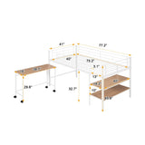 ZNTS Twin Size Metal Loft Bed with Desk and Shelves,White MF292498AAK