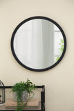 20" x 20" Circle Wall Mirror with Wooden Frame and Black Finish, Wall Mirror for Living Dining W2078124341