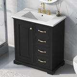 ZNTS 30" Bathroom Vanity with Sink, One Package, Black Bathroom Cabinet with Drawers, Solid Frame and MDF N725P192829B