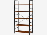 5-Tier Wooden Bookshelf with Adjustable Feet, Metal Frame, Waterproof and Scratch-Resistant Shelves, 77869644