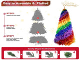 6ft Rainbow Spiral Christmas Tree, 1248 Branch Tips, Colorful PVC Artificial Holiday Tree with 84468367