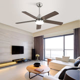 42 Inch Ceiling Fan 5 Blades Noiseless Reversible Dc Motor Remote Control With Led Light W882P254259