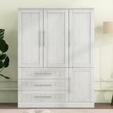 4 Door Wardrobe Armoire Closet with 3 Drawers, White 43584069