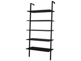 5-layer wall-mounted household steel-wood shelf, density board, iron frame, 61*30.5*182.88cm, black 64446382