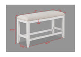 1Pc Transitional White Finish Fabric Upholstered Counter-Height Dining Bench B011P193051