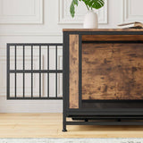 Dog Crate Furniture, Wooden Dog Crate Table, 27.48" Dog Kennel with 2 Slidings and Thick Iron W840P203065