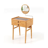 Bamboo vanity with mirror and 2 storage drawers 99206002