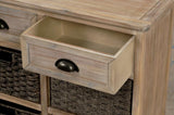 ZNTS TREXM Rustic Storage Cabinet with Two Drawers and Four Classic Rattan Basket for Dining/Living WF193442AAN