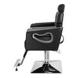 ZNTS PVC Leather Cover Galvanized Square Tray with Footrest Retractable Barber Chair 300.00lbs Black 11736312