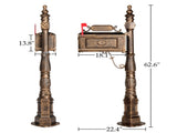 Decorative Large Mailbox with Post, Heavy Duty Cast Aluminum Postal Mail Box with Address Plaque, 06709382