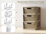 3-Drawer PP Storage Organizer Wicker Look Narrow Cabinet for Home & Office 70302972