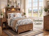 Queen size bed frame headboard with LED lights and charging station cushion platform bed frame, W636P566598