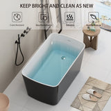 49'' Acrylic Freestanding Soaking Bathtub, Square-shape Japanese Soaking Hot Tub with Chrome W1573P210469
