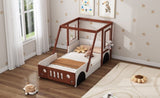 Fun Play Design Twin Size Car Bed, Kids Platform Bed in Car-Shaped for Kids Boys Girls Teens,White WF312561AAK