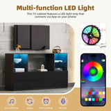 ON-TREND High Gloss TV Stand with LED Lights, Modern Sideboard with Large Storage Cabinet, Media N721P192849B