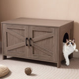 Cat Litter Box Enclosure, Litter Box Furniture Hidden with Barn Door, Wooden Washroom Furniture, 91231076