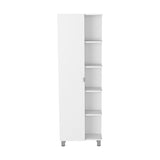 Urano Corner Linen Cabinet, Five External Shelves, Single Door, Four Interior Shelves -White B20091991