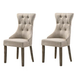 Beige and Reclaimed Grey Tufted Back Side Chairs B062P182696