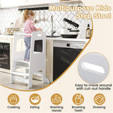 Multi-Use Toddler Kitchen Step Stool With Activity Chalkboard Adjustable Height & Rail - White 75639804