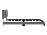 1pc Twin Platform Bed Dark Gray Velvet Upholstered Adjustable Height Headboard Button Tufted Solid B011P203576