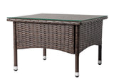 20" Patio Side Table, Outdoor Patio Wicker Square End Table, All-Weather Rattan Coffee Table w/Glass 24168620