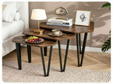 Set of 3 Nesting Coffee Tables Rustic Brown Industrial Accent Side Tables, Space Saving Stackable 25032611